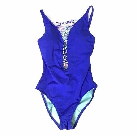 Lilly Pulitzer Royal Blue Isle Lattice One-Piece Swimsuit Size 0 - Picture 4 of 6